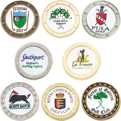 Promotional Golf Ball Markers with 3 styles to choose at one great full colour price. The ideal golfing accessory to help make your promotion a hole in one success. Perfect as a giveaway promotion or as a welcome gift. Could even be sold as part of your club pro shop attire.

																				