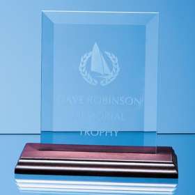 Glass Plaque on Wood Base