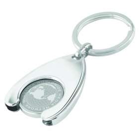Engraved Wishbone Trolley Coin Keyring