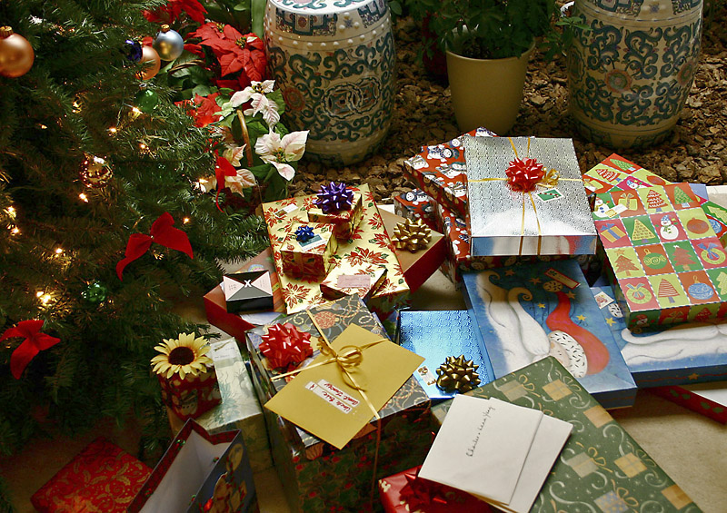 Presents under the Christmas tree.