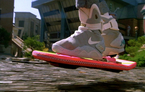 The Back To The Future hoverboard in use