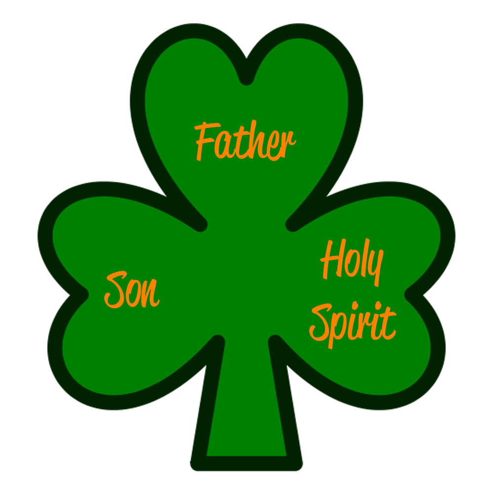 Holy trinity on a shamrock leaf.