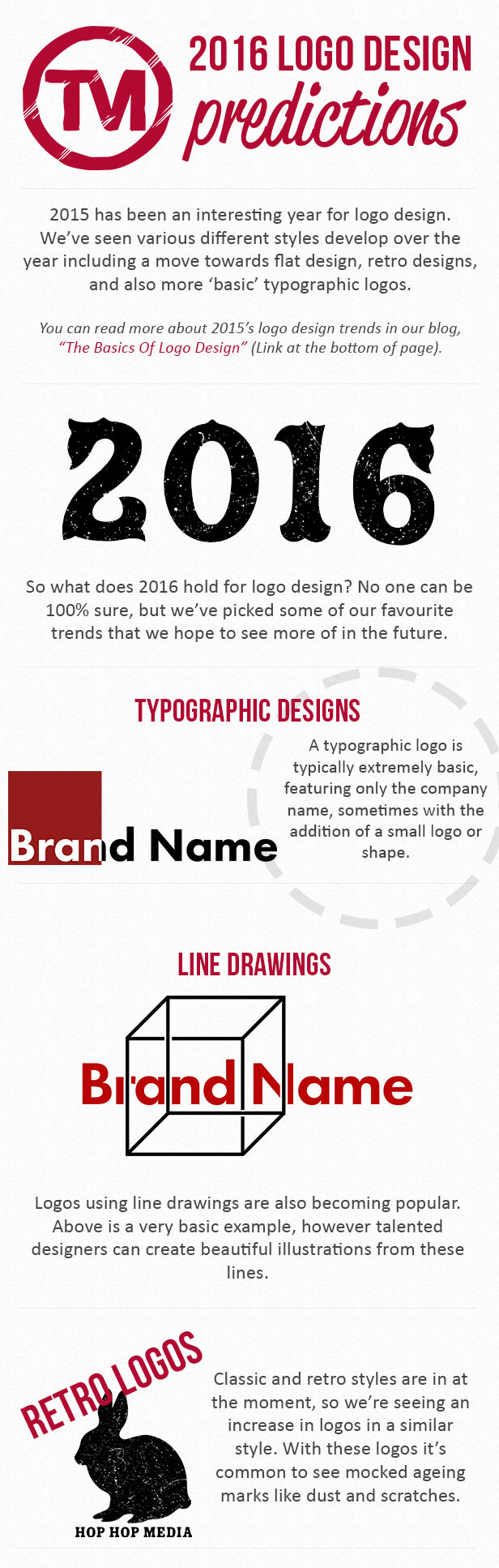 An infographic by Total Merchandise about the top logo design trends of 2016.