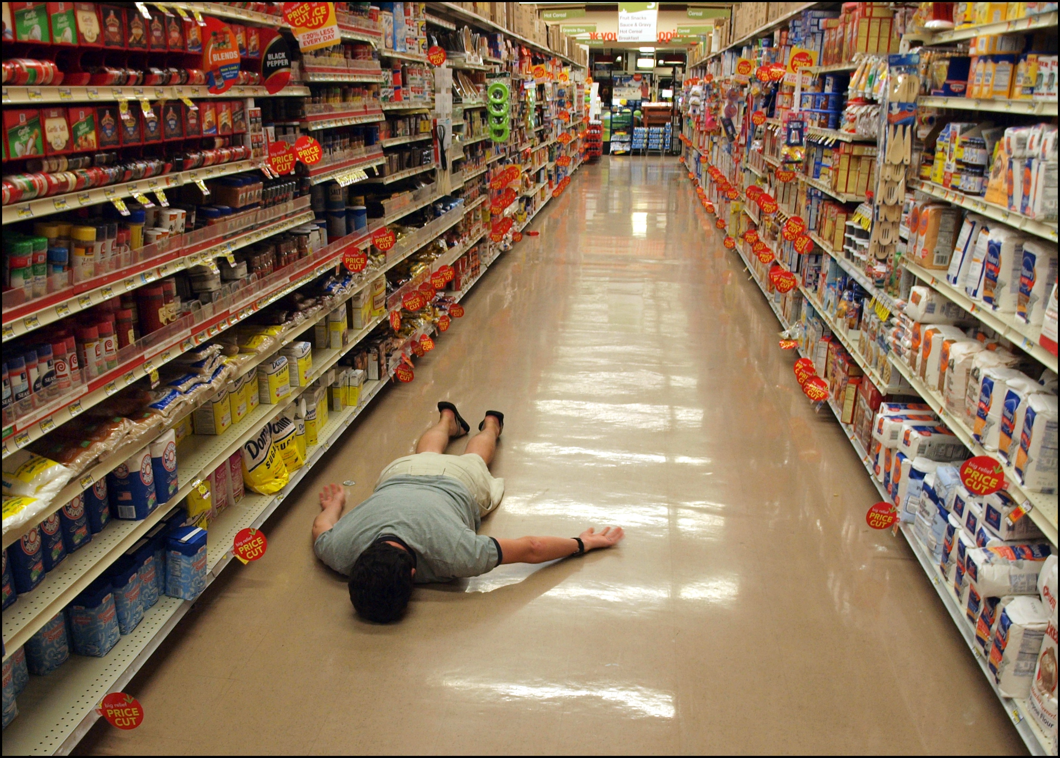 Shopping in the super market with children.