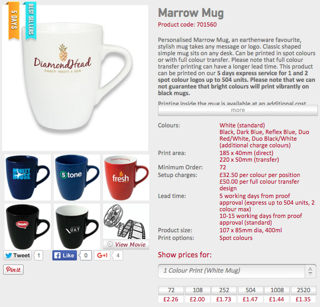 Our Marrow Mug, one of our best selling promotional mugs.