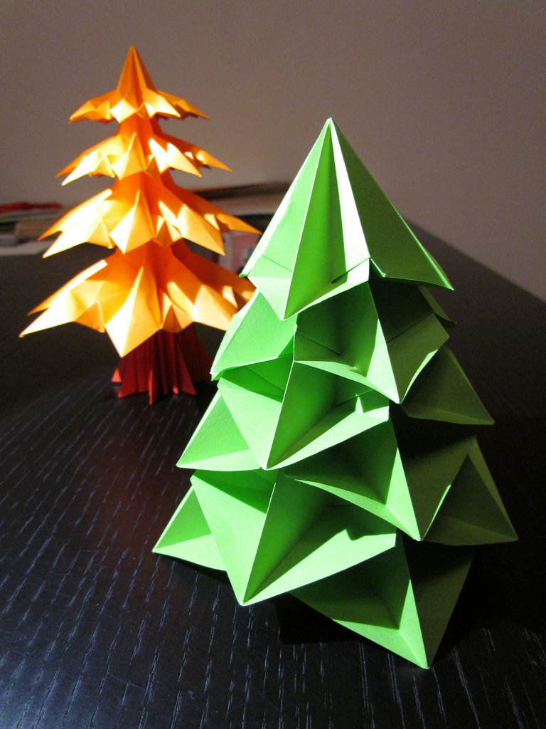 christmas trees made from paper.