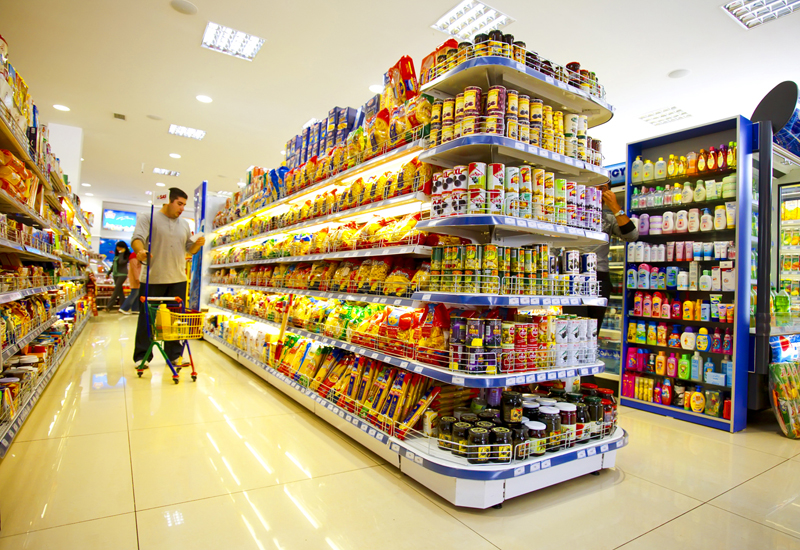 popular supermarket products and brands on shelves