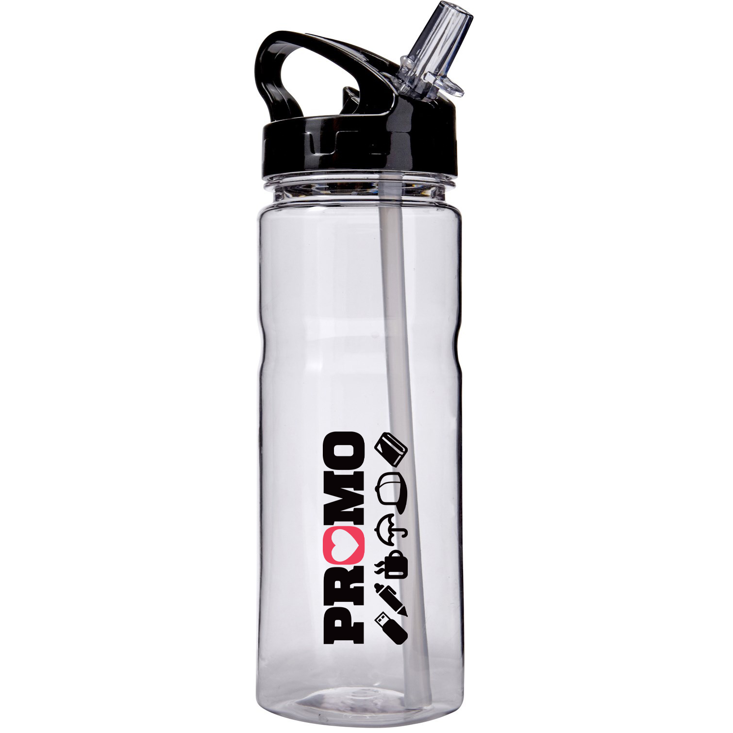 Branded Transparent Water Bottles With Straw | Total Merchandise