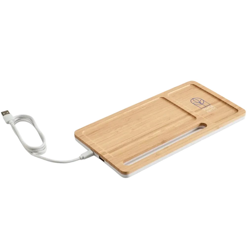 Custom Wireless Charging Bamboo Desk Organiser | Total Merchandise
