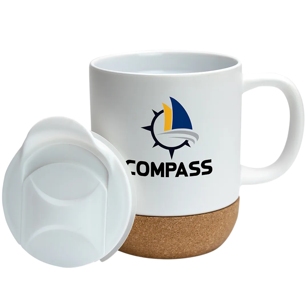 White Derwent Travel Mug with Cork Base | Total Merchandise