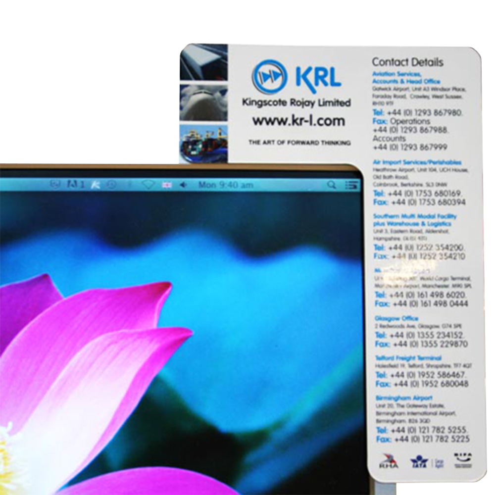 Screen Advertising Cards | Personalised Monitor Cards