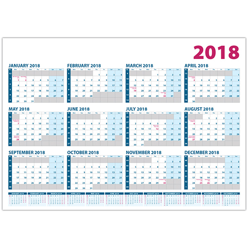 A1 Wall Planners Promotional Diaries, Calendars, Journals Printed With Your Logo Total