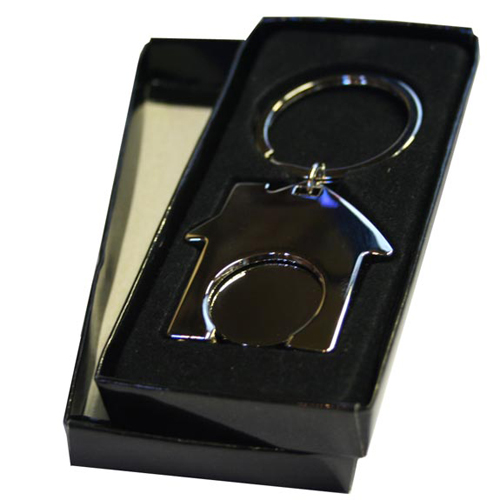 House Shaped Trolley Coin Keyrings Promotional Key Rings Printed