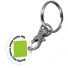 Promotional Printed Recycled Plastic Trolley Coin Keyrings made from recycled plastic