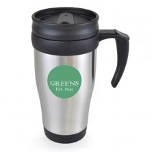 Printed Kadinsky Metal Travel Mugs branded with logo.