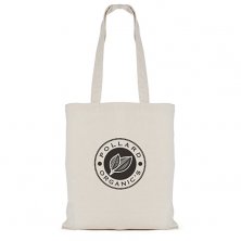 Company branded 7oz Long Handle Cotton Bags printed with logo