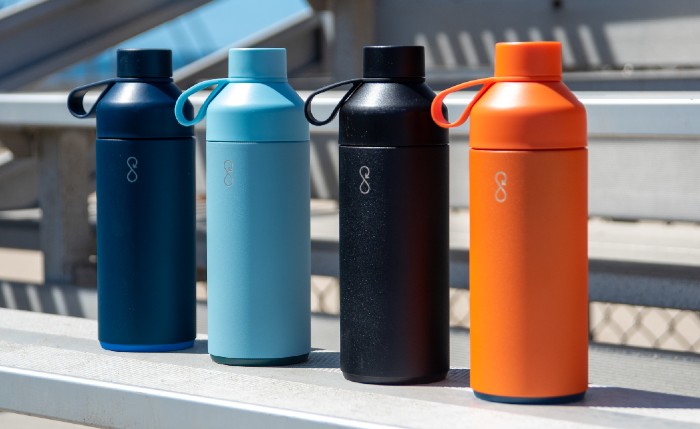 Group shot of branded Ocean Bottles in different colours