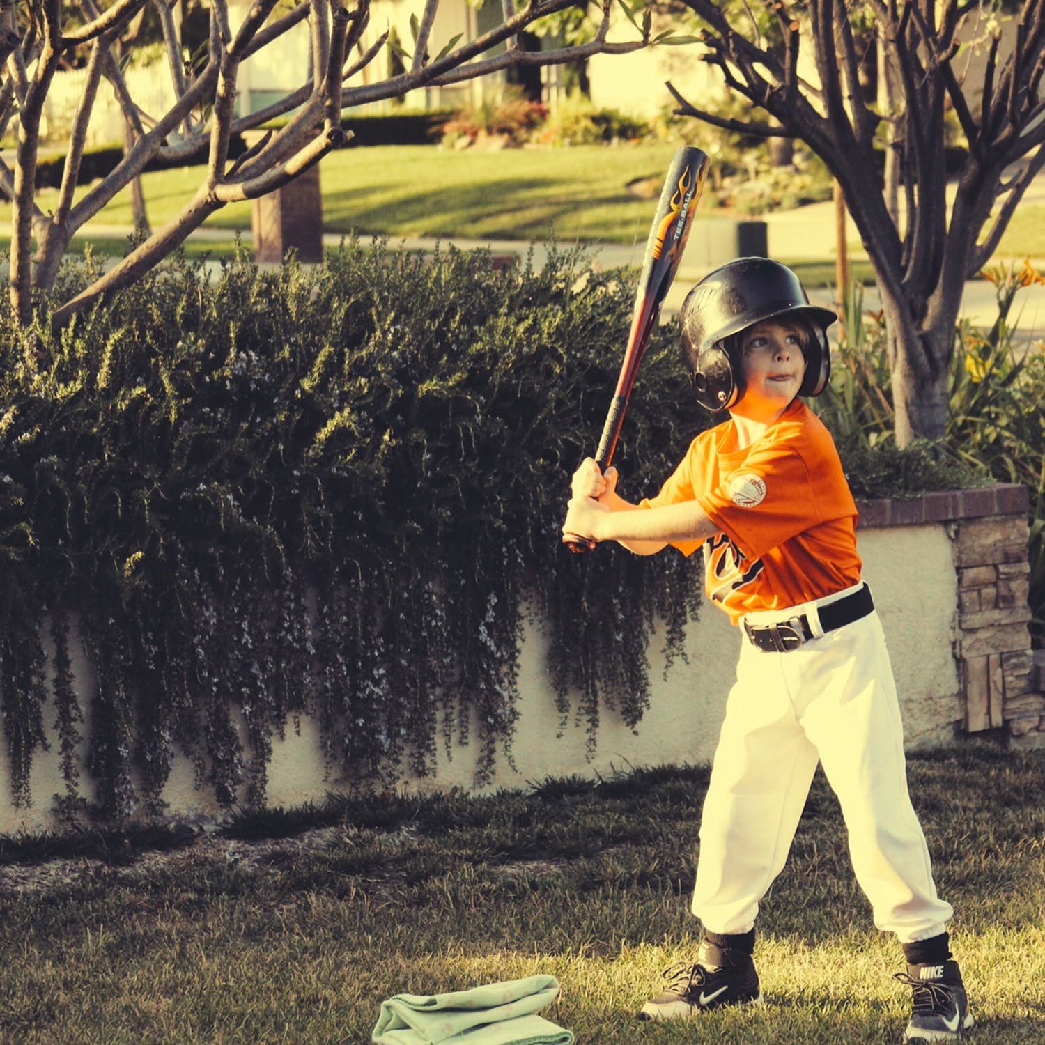 Boy playing baseball