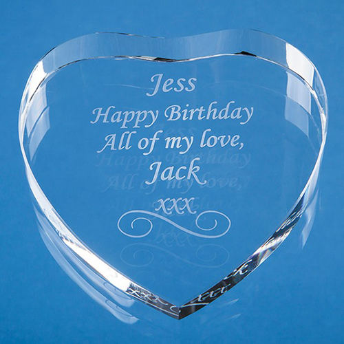 Personalised with any message The Gift Experience Engraved Clear Heart Crystal Paperweight 