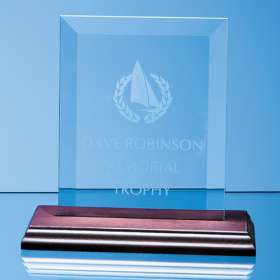 Glass Plaque on Wood Base